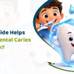 Child receiving fluoride treatment to help prevent cavities
