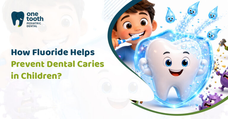 Child receiving fluoride treatment to help prevent cavities